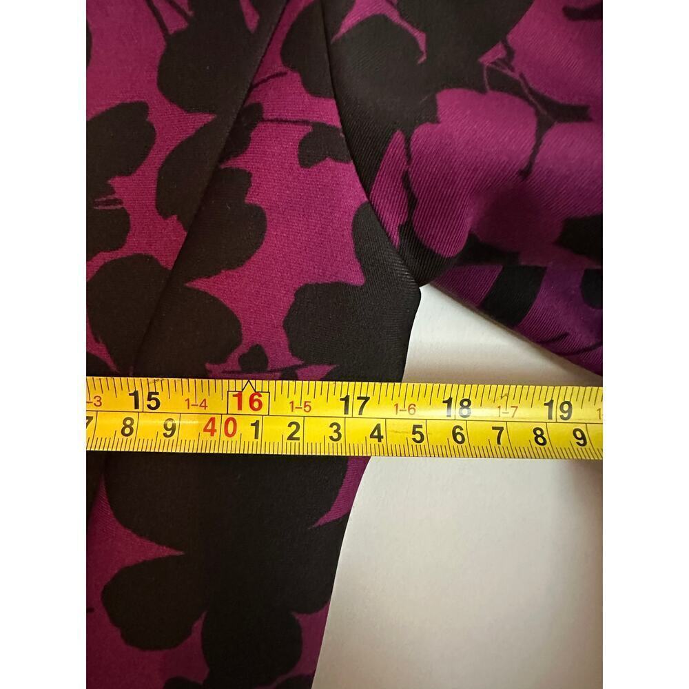 Size 8 Purple Black Floral Striped Scuba Fit Flare Mini Dress Work Knee Length - Picture 9 of 12